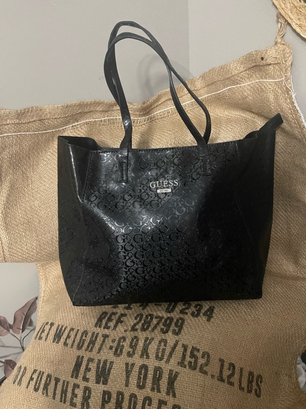 Guess Black Embossed Logo Tote